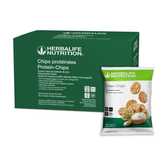 Herbalife proteína chips churrasco sabor ou creme azedo & cebola - 10 sacos por caixa 30 g